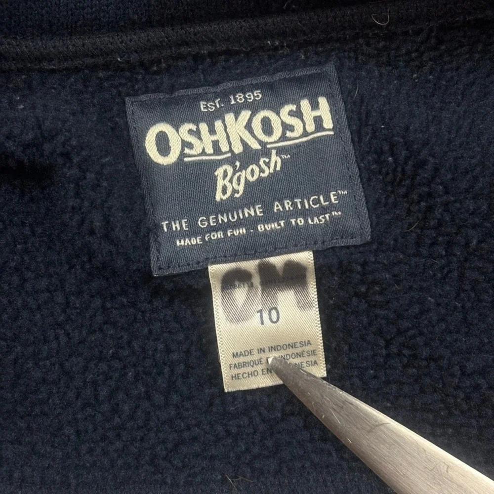 OshKosh B'gosh Fleece Jacket Boys 10 Heather Gray‎ & Blue Pockets Corpore Warm